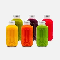 Bouteilles à jus cannelées avec couvercles en aluminium, 250 ml  - Transparent
