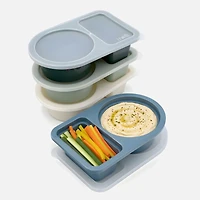 Meal Prep Double Compartment Container for Snacks, Set of 4 - assorted