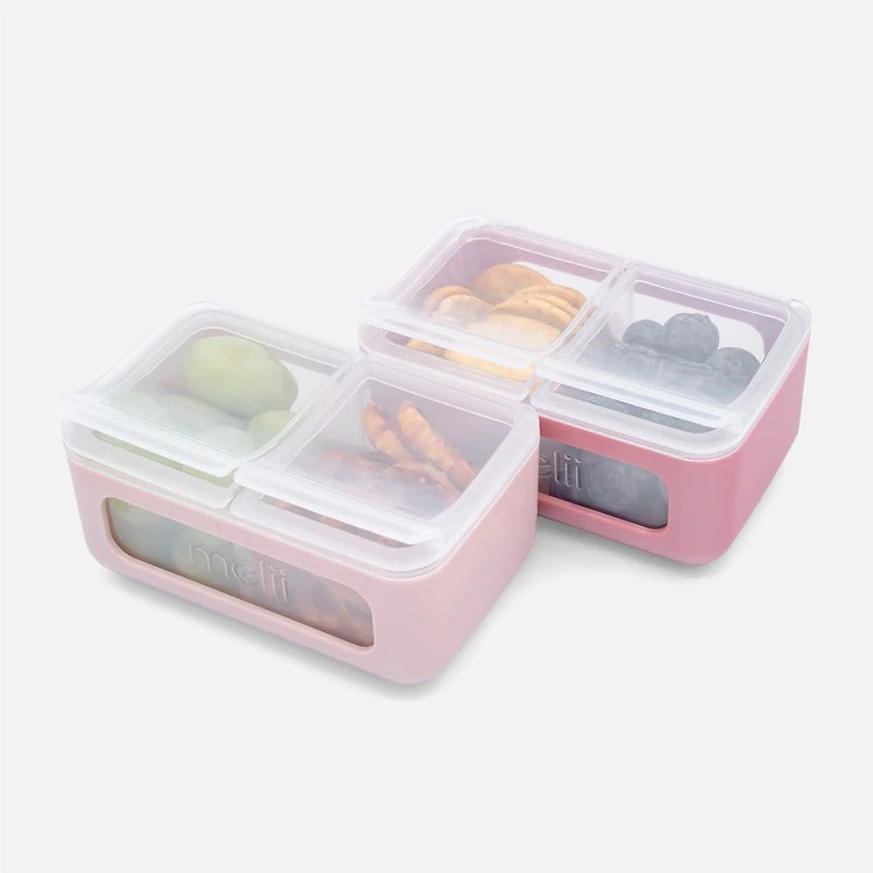 2 Compartment Snack Box, 2 Pieces - Berry / Blush