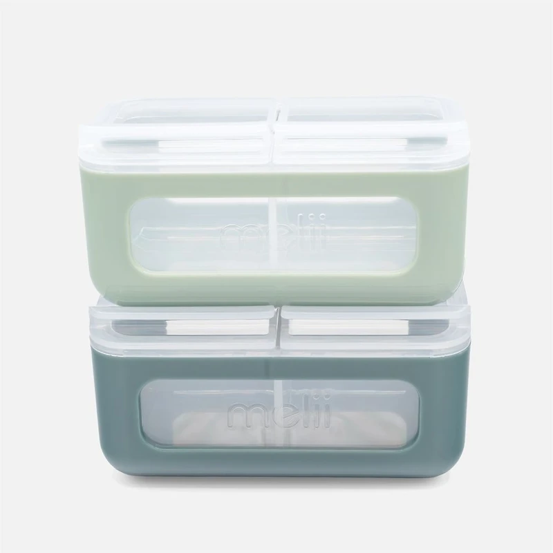 2 Compartment Snack Box, 2 Pieces - Cactus / Sage