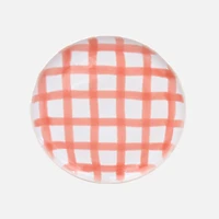 Milo Checkered Stoneware Dinner Plate - Coral
