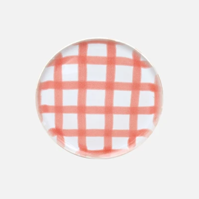 Milo Checkered Stoneware Salad Plate - Coral