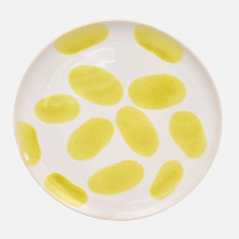 Milo Dot Assiette à dîner en grès - Jaune