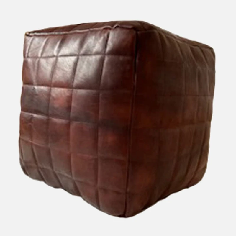 Merinide Leather Ottoman - Brown