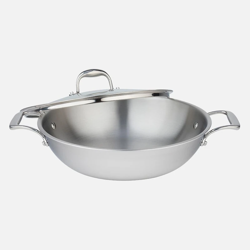 Meyer Tri-Ply Clad Stainless Steel Wok with cover SuperSteel - 32cm