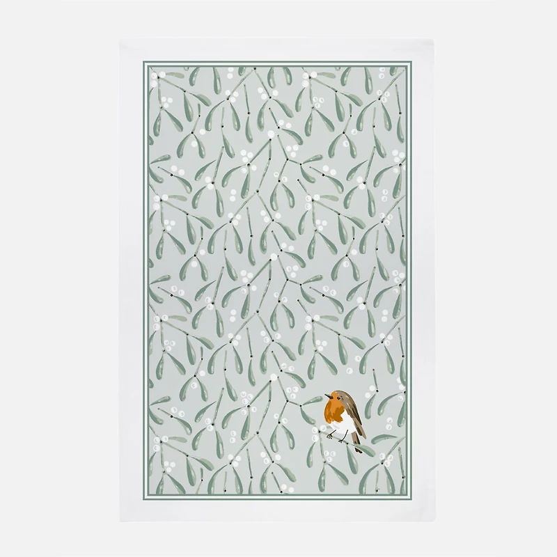 Mistletoe & Robin Tea Towel