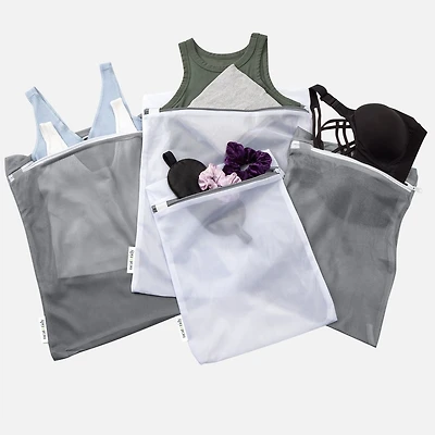 N&T Mesh Wash Bag Set, 4 pieces - White/Grey 