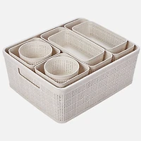 N&T -Piece Plastic Weave Organizer Basket Set