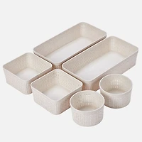 N&T 6-Piece Plastic Weave Organizer Basket Set - Natural