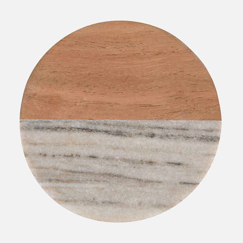 Maxwell & Williams Round Marble & Acacia Coaster, 10cm 