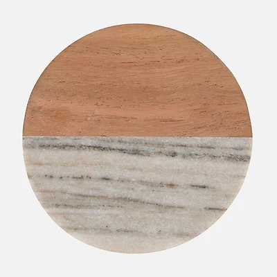 Maxwell & Williams Round Marble & Acacia Coaster, 10cm 