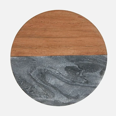 Maxwell & Williams Scallop Marble Coaster 11.5 cm - Charcoal and Wood