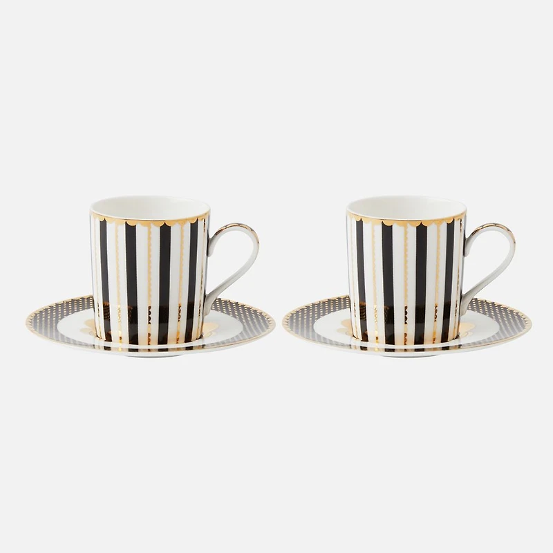 Maxwell & Williams Regency Black Demi Cup & Saucer, Set of 2 