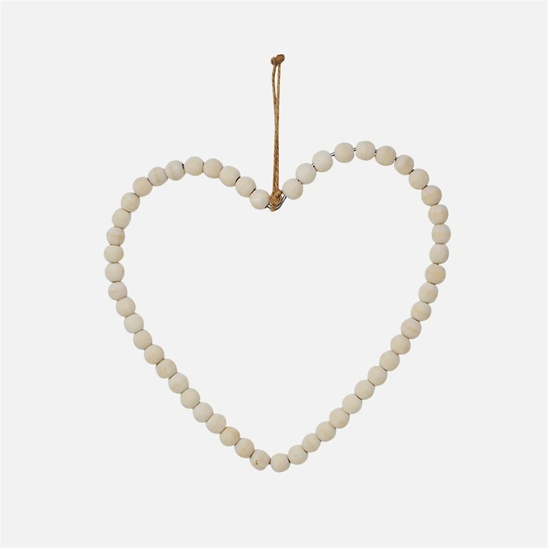 Coeur Suspendu avec Perle En Bois