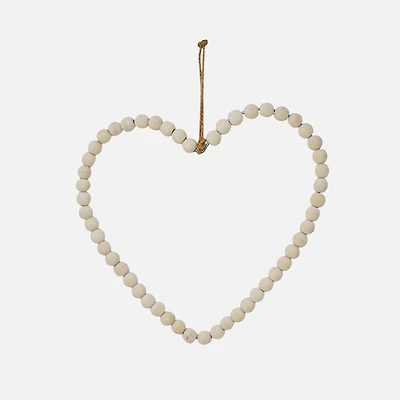 Coeur Suspendu avec Perle En Bois