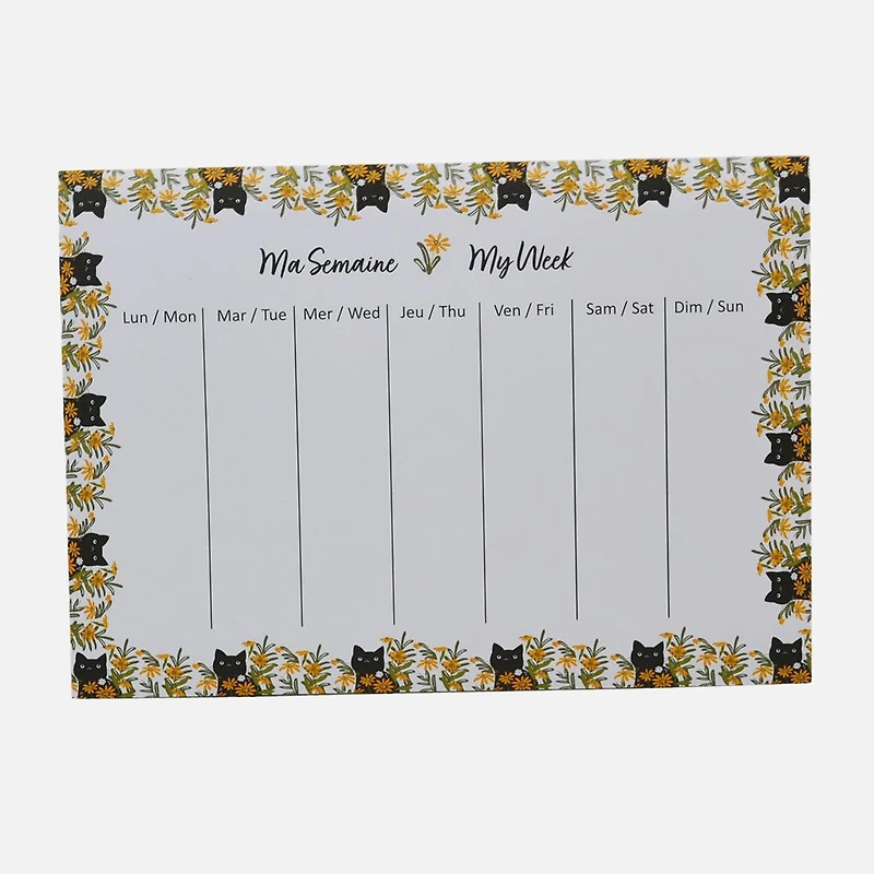 Semainier fleurs & chats - 52 feuilles