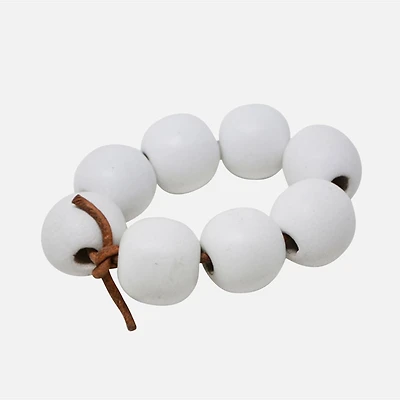 Napkin Ring with Beads - White