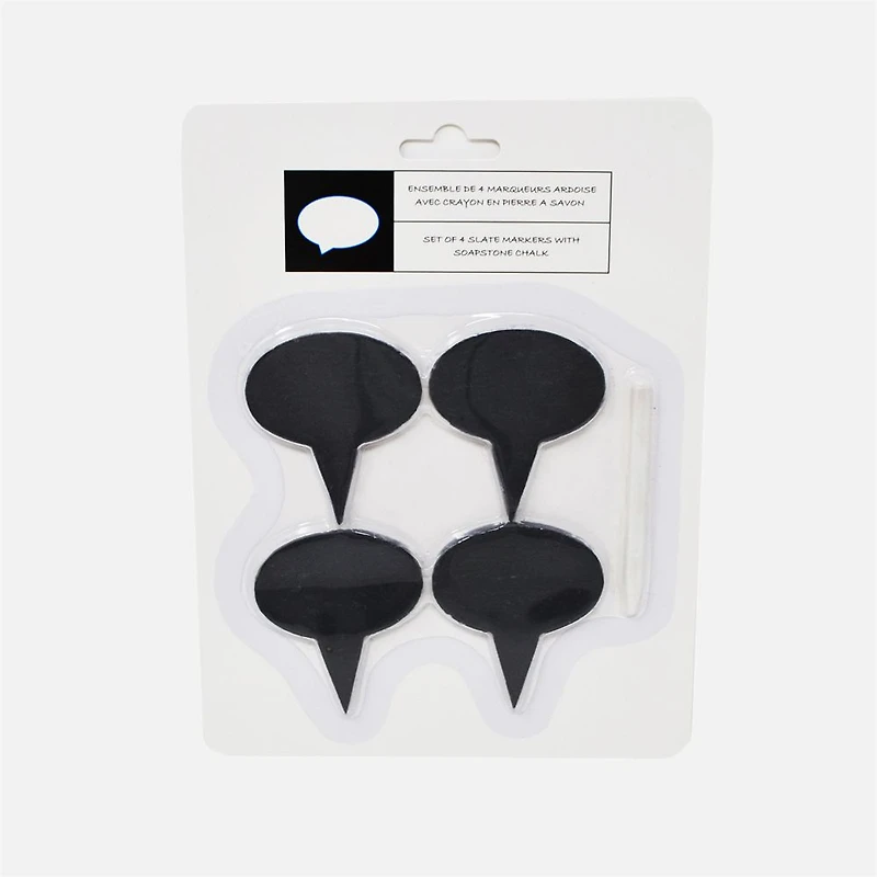 Étiquettes en ardoise et craies, ensemble de 4