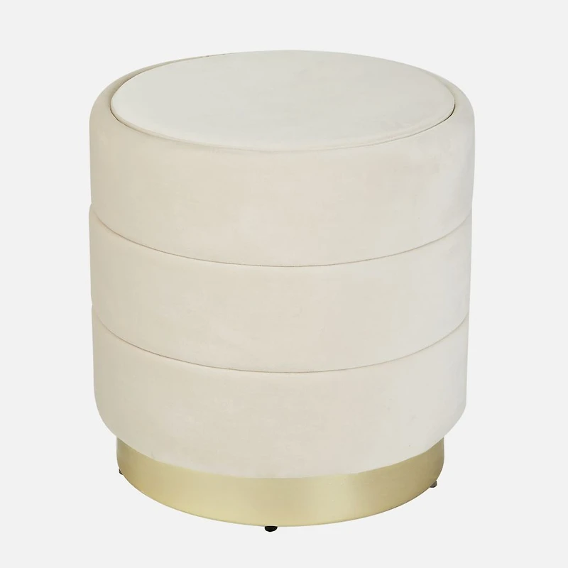 Pouf de rangement rond Olivia - Sable Or