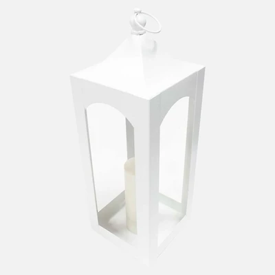 Lantern with 8" Led Light - White