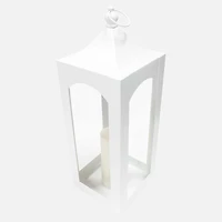 Lantern with 8" Led Light - White