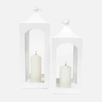 Lantern with 8" Led Light - White