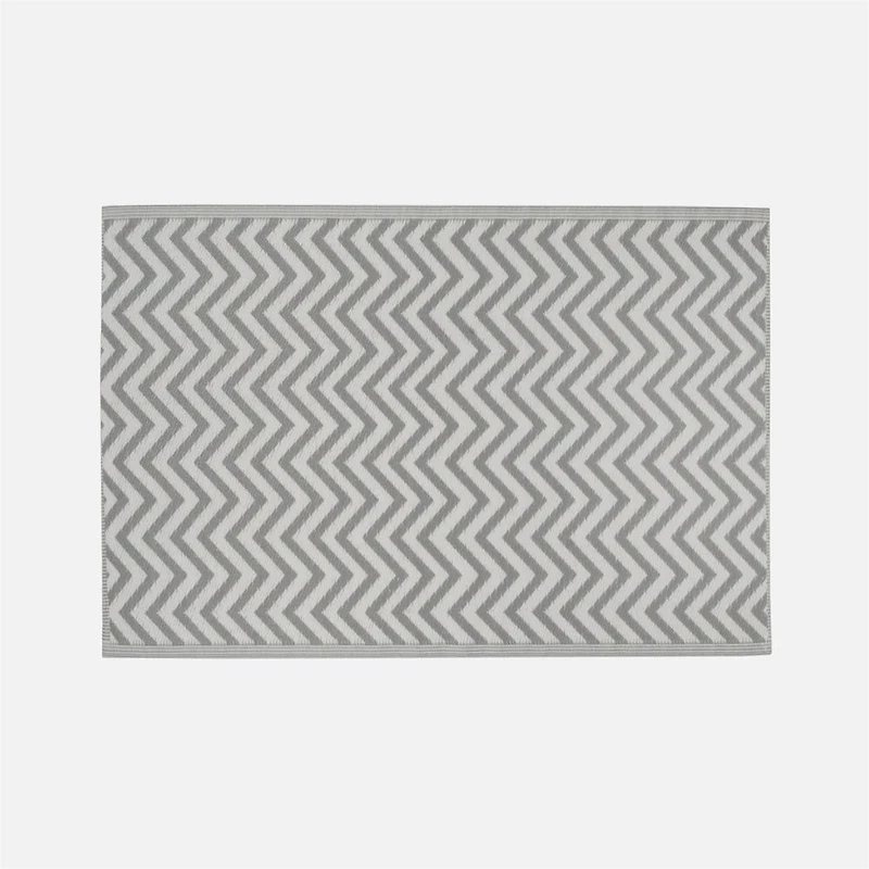 Chevron Motif Outdoor Carpet - Grey