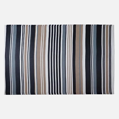 Stripe Motif Outdoor Carpet - Black/Grey
