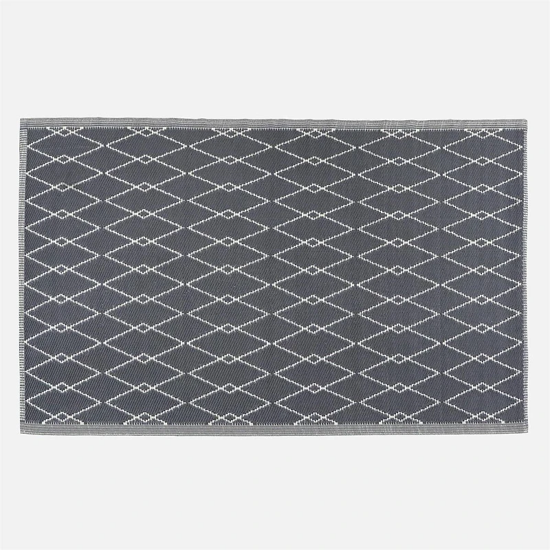Tapis d'extérieur à losanges - 72 x 96 po, Gris