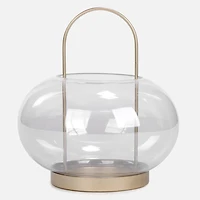 Lanterne en verre, ovale - Transparent / Or