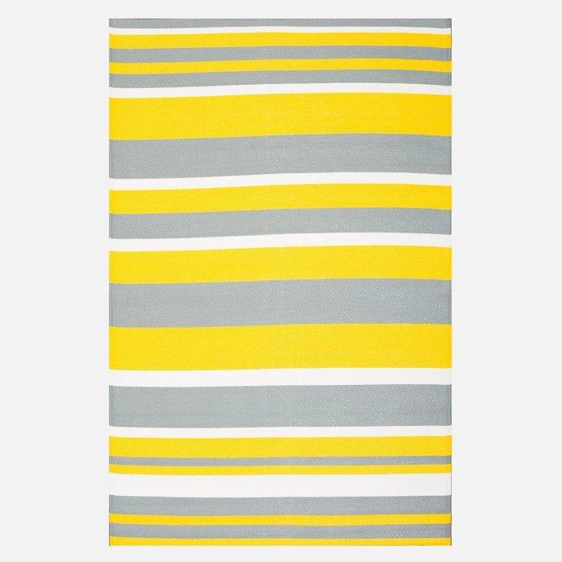 Tri Colour Space Dyed Striped Rug - Yellow/Grey