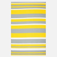 Tri Colour Space Dyed Striped Rug - Yellow/Grey