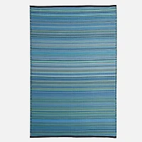 Tri Colour Space Dyed Striped Rug - Blue/Green