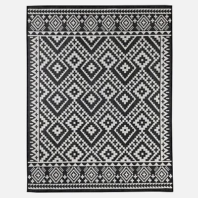 Tri Colour Space Dyed Diamond Rug - Black/White