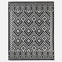 Tri Colour Space Dyed Diamond Rug - Black/White