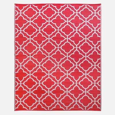 Tri Colour Space Dyed Cloud Rug - Red/White