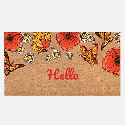Tapis de coco -  Hello, papillon