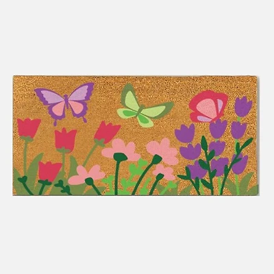 Tapis de coco Fleur Papillons - Naturel