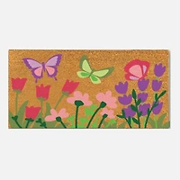 Tapis de coco Fleur Papillons - Naturel