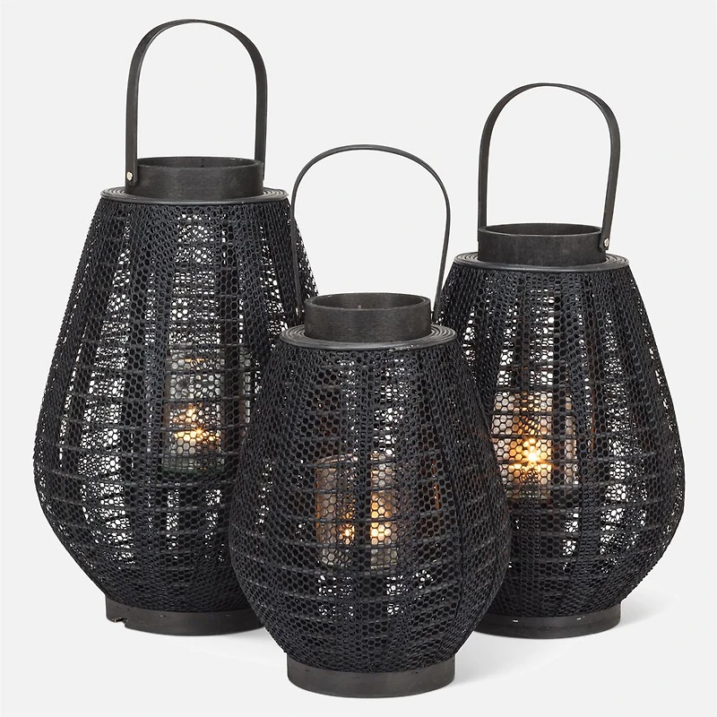 Small Barrel Lantern with handle, 12" - Black