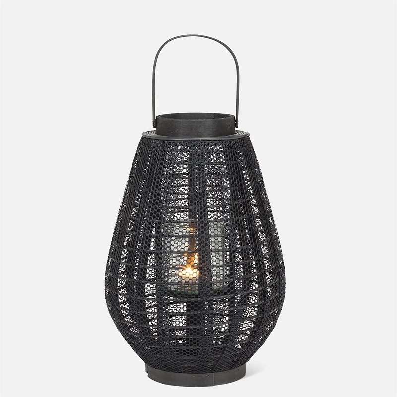 Barrel Lantern with handle, 16" - Black