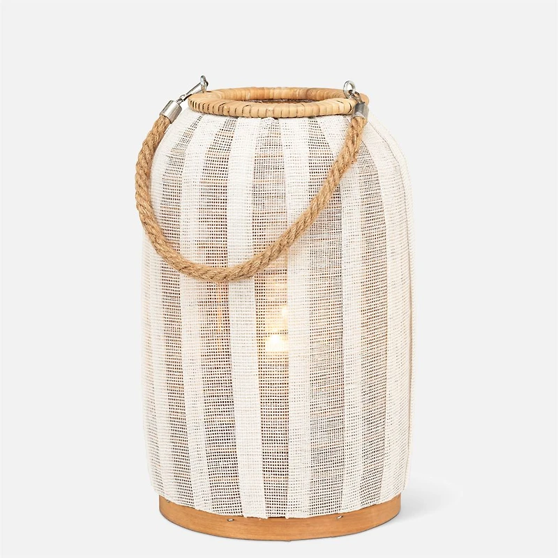 Tall Lantern with Jute Handle, 3.5" -Ivory