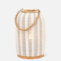 Tall Lantern with Jute Handle, 3.5" -Ivory