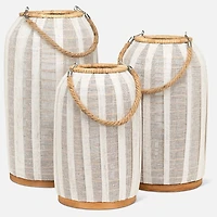 Tall Lantern with Jute Handle, 3.5" -Ivory