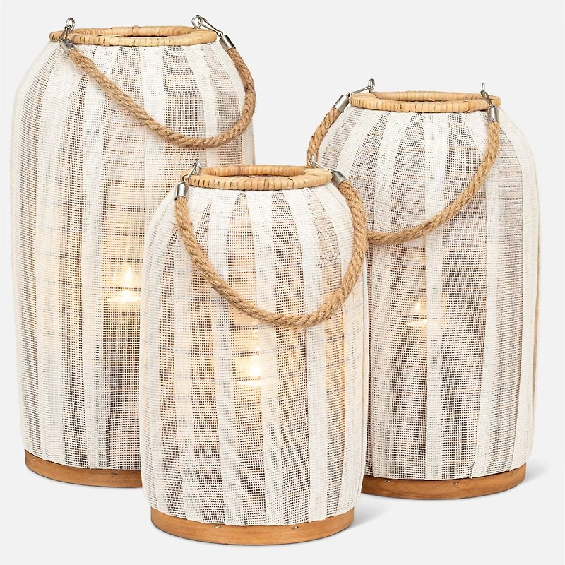Tall Lantern with Jute Handle, 18" - Ivory