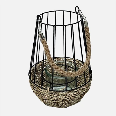 Porte-bougie en rotin