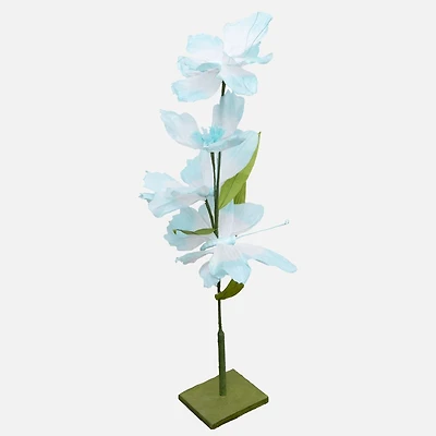 Présentoir papillons et fleurs en papier, 39 po - Bleu clair