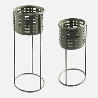 Support de plante en métal rond 2 pièces - Vert