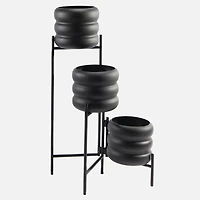 Support de plante à bulles en métal à trois niveaux - Noir