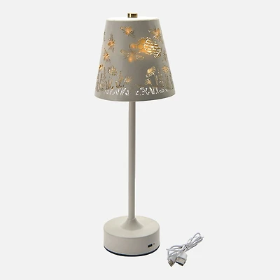 Abeilles dans le jardin Lampe de table LED USB - Crème